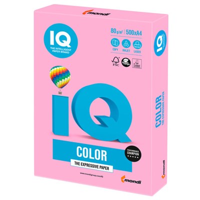 Бумага цветная IQ color, А4, 80 г/м2, 500 л., неон, розовая, NEOPI - фото 49128936