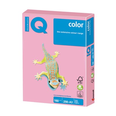 Бумага цветная IQ color БОЛЬШОЙ ФОРМАТ (297х420 мм), А3, 160 г/м2, 250 л., пастель, розовая, PI25 110814 - фото 49128961