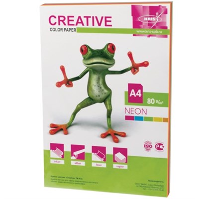 Бумага цветная CREATIVE color, А4, 80 г/м2, 50 л., (5 цветов х 10 листов) микс неон, БНpr-50r 110513 - фото 49128979