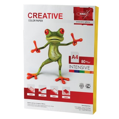 Бумага цветная CREATIVE color, А4, 80 г/м2, 100 л., интенсив, желтая, БИpr-100ж 110505 - фото 49128987