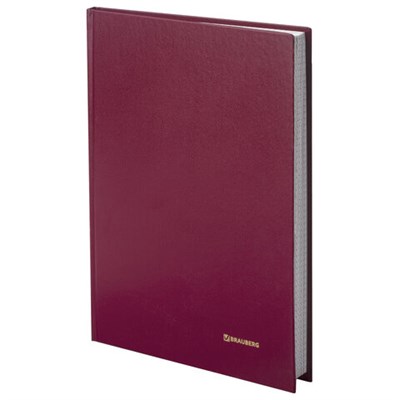 Книга учета 96 л., клетка, твердая, бумвинил, блок офсет, А4 (200х290 мм), BRAUBERG, бордовая, 130224 130224