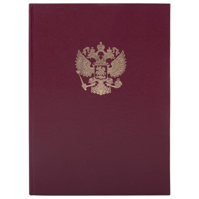 Книга учета 96 л., клетка, твердая, бумвинил, офсет, герб, А4 (200х290 мм), BRAUBERG, бордовая, 130276 130276