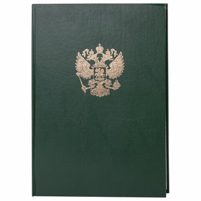 Книга учета 96 л., клетка, твердая, бумвинил, офсет, герб, А4 (200х290 мм), BRAUBERG, зеленая, 130277 130277