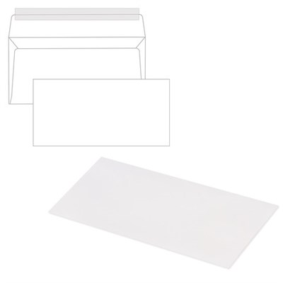 Конверты Е65 (110х220 мм), отрывная лента, 80 г/м2, КОМПЛЕКТ 1000 шт. 124394