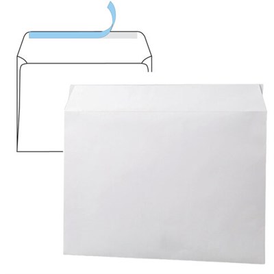 Конверты С4 (229х324 мм), отрывная лента, 100 г/м2, КОМПЛЕКТ 500 шт., внутренняя запечатка, С4НКРс 112182