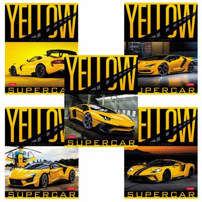 Тетрадь А5 48 л. HATBER скоба, клетка, обложка картон, "YELLOWsupercar" (5 видов в спайке), 48Т5В1 404479 - фото 49146770