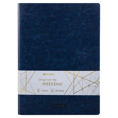Тетрадь 60 л. в клетку обложка гладкий кожзам, сшивка, А4 (210х297мм), ТЕМНО-СИНИЙ, BRAUBERG VIVA, 403906 - фото 49152076