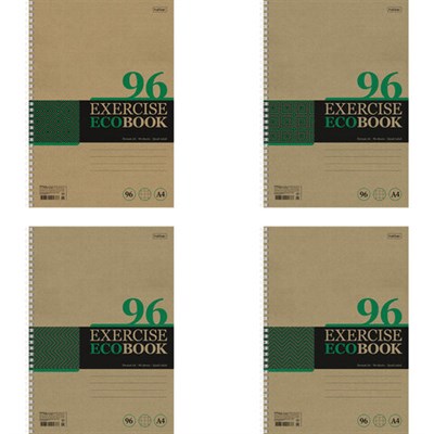 Тетрадь А4 96 л., HATBER, гребень, клетка, обложка крафт, подложка, "Экобук" (4 вида в спайке), 96Т4В1гр - фото 49152301