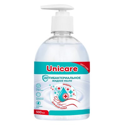 Мыло жидкое антибактериальное 500 мл UNICARE, дозатор, UC501005 - фото 49157807