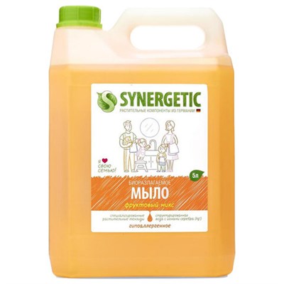 Мыло жидкое 5 л SYNERGETIC "Фруктовый микс", гипоаллергенное, биоразлагаемое, 105502 608029 - фото 49157861