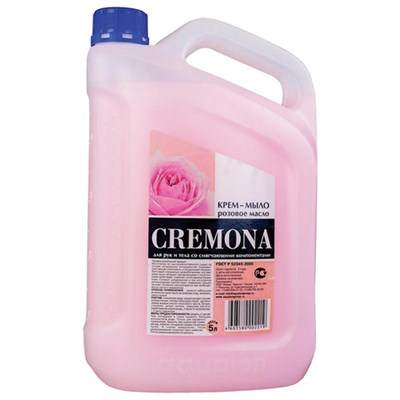 Мыло-крем жидкое 5 л КРЕМОНА "Розовое масло", ПРЕМИУМ, перламутровое, из натуральных компонентов, 102219 - фото 49157906