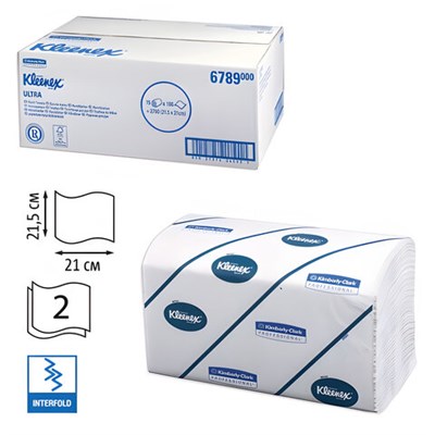 Полотенца бумажные 186 шт., KIMBERLY-CLARK Kleenex, КОМПЛЕКТ 15 шт., Ultra, 2-х слойные, белые, 21х21,5 см, Interfold (601533-534)6789 6789 - фото 49162372