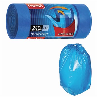 Мешки для мусора 240 л, с ушками, синие, рулон 10 шт., ПВД, 40 мкм, 90х145 см, PACLAN "Multitop", 134451 - фото 49168280