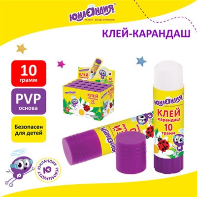 Клей-карандаш ЮНЛАНДИЯ "ЮНЛАНДИК И БОЖЬЯ КОРОВКА", 10 г, улучшенный, 271137 - фото 49171547