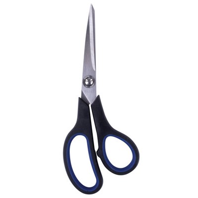Ножницы BRAUBERG "Soft Grip", 190 мм, черно-синие, резиновые вставки, 3-х сторонняя заточка, 230762 - фото 49173350