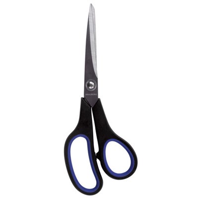 Ножницы BRAUBERG "Soft Grip", 216 мм, черно-синие, резиновые вставки, 3-х сторонняя заточка, 230763 - фото 49173449