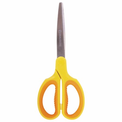 Ножницы BRAUBERG "Original", 185 мм, оранжево-желтые, ребристые резиновые вставки, 236451 - фото 49173981