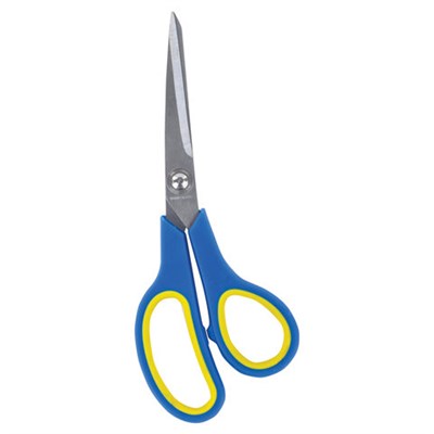 Ножницы ОФИСБУРГ "Soft Grip", 190 мм, резиновые вставки, сине-жёлтые, 3-х стороняя заточка, 236929 - фото 49174199