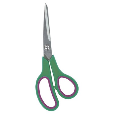 Ножницы БИЗНЕСМЕНЮ "Soft Grip", 190 мм, резиновые вставки, зелено-фиолетовые, 3-х сторонняя заточка, 236930 - фото 49174213