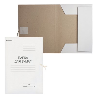 Папка для бумаг с завязками картонная BRAUBERG, гарантированная плотность 280 г/м2, до 200 л., 122292 - фото 49179765