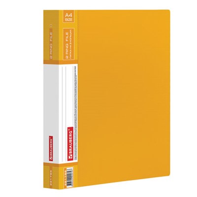 Папка на 2 кольцах BRAUBERG "Contract", 35 мм, желтая, до 270 листов, 0,9 мм, 221795 - фото 49180130
