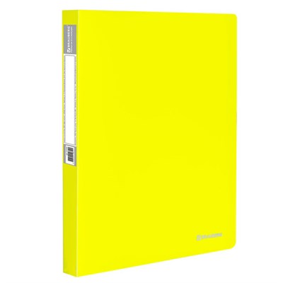 Папка на 2 кольцах BRAUBERG "Neon", 25 мм, внутренний карман, неоновая, желтая, до 170 листов, 0,7 мм, 227457 - фото 49180374