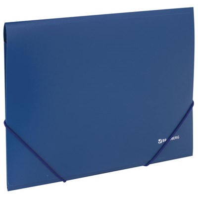 Папка на резинках BRAUBERG, стандарт, синяя, до 300 листов, 0,5 мм, 221623 - фото 49180530