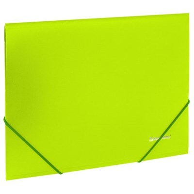 Папка на резинках BRAUBERG "Neon", неоновая, зеленая, до 300 листов, 0,5 мм, 227460 - фото 49180734