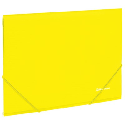 Папка на резинках BRAUBERG "Neon", неоновая, желтая, до 300 листов, 0,5 мм, 227461 - фото 49180743