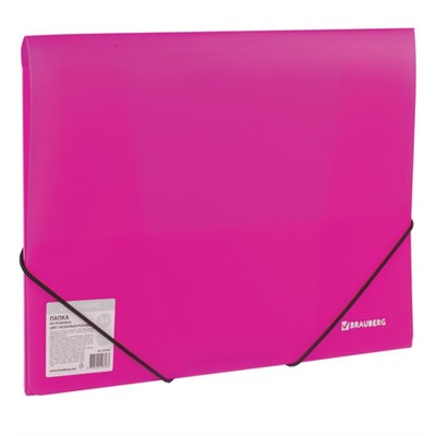 Папка на резинках BRAUBERG "Neon", неоновая, розовая, до 300 листов, 0,5 мм, 227462 - фото 49180767