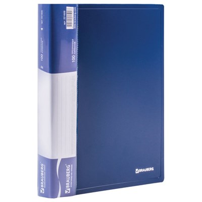 Папка 100 вкладышей BRAUBERG стандарт, синяя, 0,9 мм, 221609 - фото 49181262