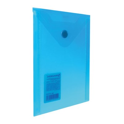 Папка-конверт с кнопкой МАЛОГО ФОРМАТА (105х148 мм), А6, синяя, 0,18 мм, BRAUBERG, 227317 - фото 49182239