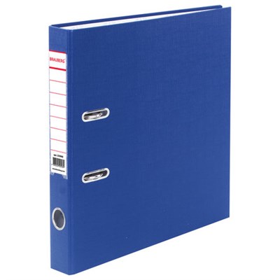 Папка-регистратор BRAUBERG с покрытием из ПВХ, 50 мм, синяя (удвоенный срок службы), 220888 - фото 49182931