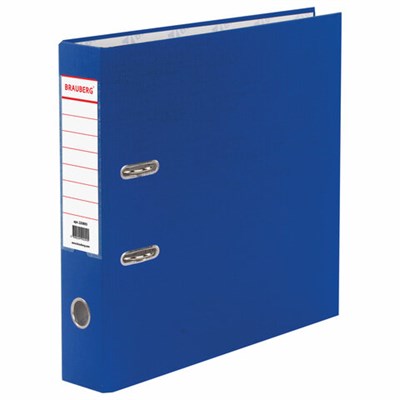 Папка-регистратор BRAUBERG с покрытием из ПВХ, 70 мм, синяя (удвоенный срок службы), 220893 - фото 49182953