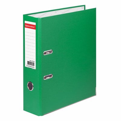 Папка-регистратор BRAUBERG с покрытием из ПВХ, 80 мм, с уголком, зеленая (удвоенный срок службы), 227193 - фото 49183074