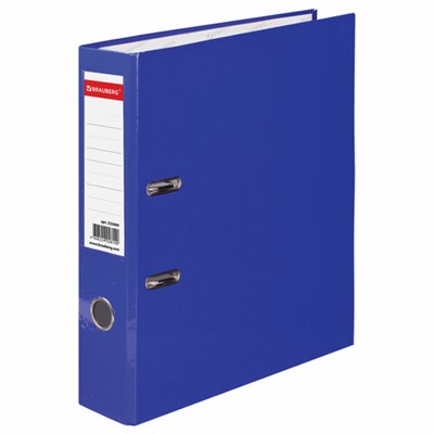 Папка-регистратор BRAUBERG, ламинированная, 75 мм, синяя, 222069 - фото 49183114