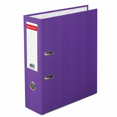 Папка-регистратор BRAUBERG с покрытием из ПВХ, 80 мм, с уголком, фиолетовая (удвоенный срок службы), 227200 - фото 49183134