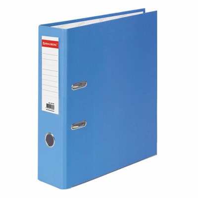 Папка-регистратор BRAUBERG с покрытием из ПВХ, 80 мм, с уголком, голубая (удвоенный срок службы), 227197 - фото 49183156