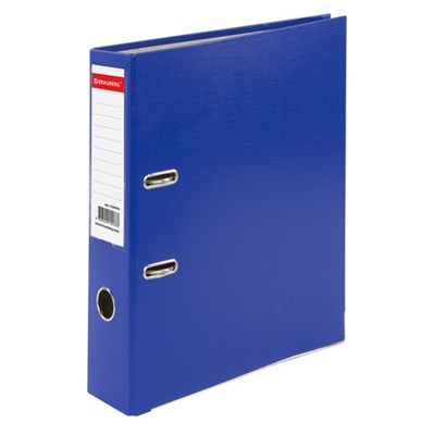 Папка-регистратор, покрытие пластик, 75 мм, ПРОЧНАЯ, с уголком, BRAUBERG, синяя, 226596 - фото 49183187