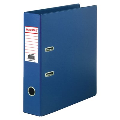 Папка-регистратор BRAUBERG с двухсторонним покрытием из ПВХ, 70 мм, синяя, 222655 - фото 49183346