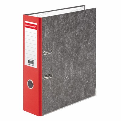 Папка-регистратор BRAUBERG, фактура стандарт, с мраморным покрытием, 75 мм, красный корешок, 220988 - фото 49183357