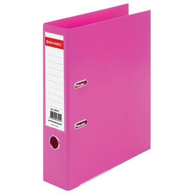 Папка-регистратор BRAUBERG "EXTRA", 75 мм, розовая, двустороннее покрытие пластик, металлический уголок, 228575 - фото 49183439