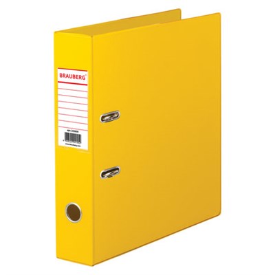 Папка-регистратор BRAUBERG с двухсторонним покрытием из ПВХ, 70 мм, желтая, 222650 - фото 49183478