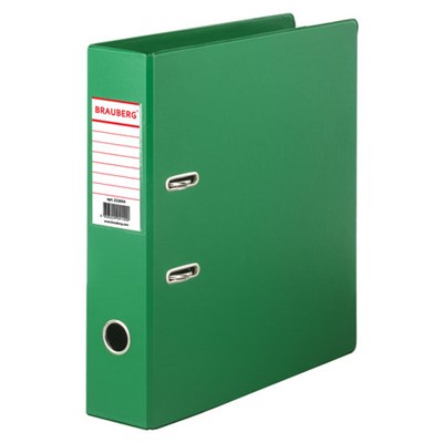 Папка-регистратор BRAUBERG с двухсторонним покрытием из ПВХ, 70 мм, светло-зеленая, 222654 - фото 49183500