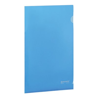 Папка-уголок жесткая BRAUBERG, синяя, 0,15 мм, 221642 - фото 49183755