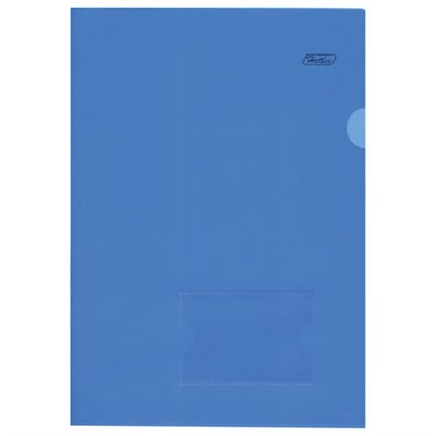 Папка-уголок с карманом для визитки, А4, синяя, 0,18 мм, AGкм4 00102, V246955 - фото 49183902