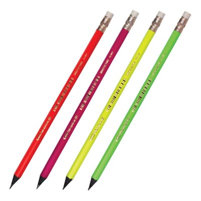 Карандаш чернографитный BIC, 1 шт., "Evolution Fluo", HB, с резинкой, пластиковый, корпус ассорти, заточенный, 942882 181281 - фото 49187066