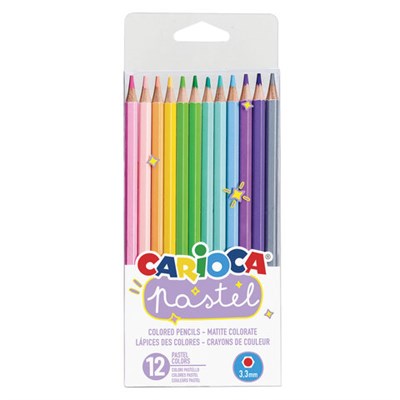 Карандаши цветные пастельные CARIOCA "Pastel", 12 цветов, ПВХ-чехол, шестигранные, грифель 3,3 мм, натуральное дерево, 43034 181702 - фото 49189293