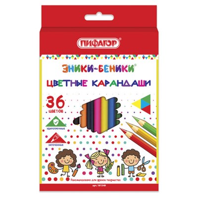 Карандаши цветные ПИФАГОР "ЭНИКИ-БЕНИКИ", 36 цветов, шестигранные, натуральное дерево, 181349 181349 - фото 49189379