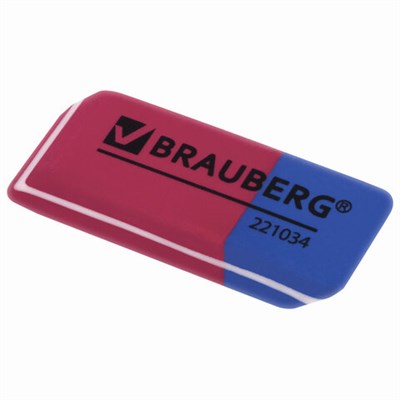 Ластик BRAUBERG "Assistant 80", 41х14х8 мм, красно-синий, прямоугольный, скошенные края, 221034 - фото 49189617